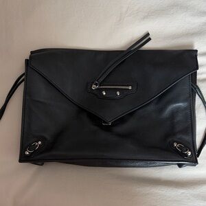 Balenciaga Black Leather Envelope Clutch